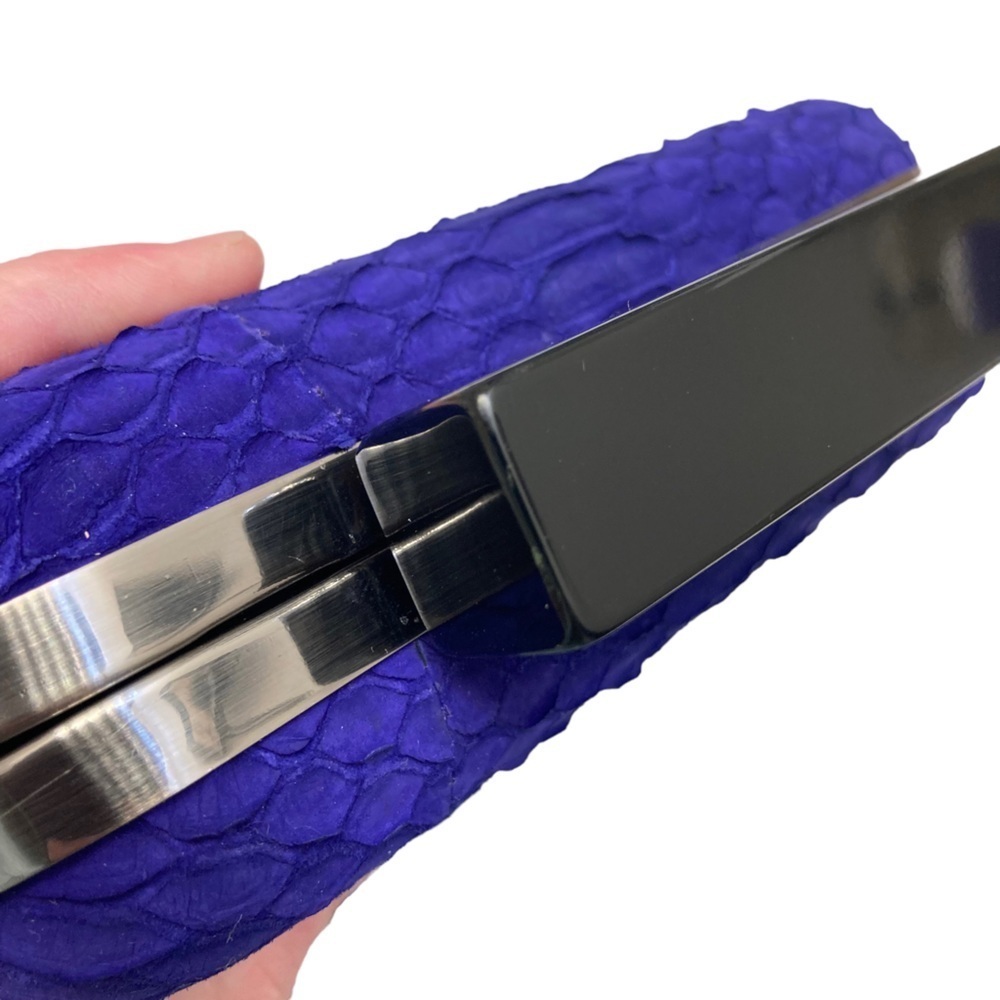 Elizabeth Weinstock Purple Python Leather Clutch … - image 3
